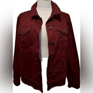 NINE WEST Women's Burgundy Denim Jacket